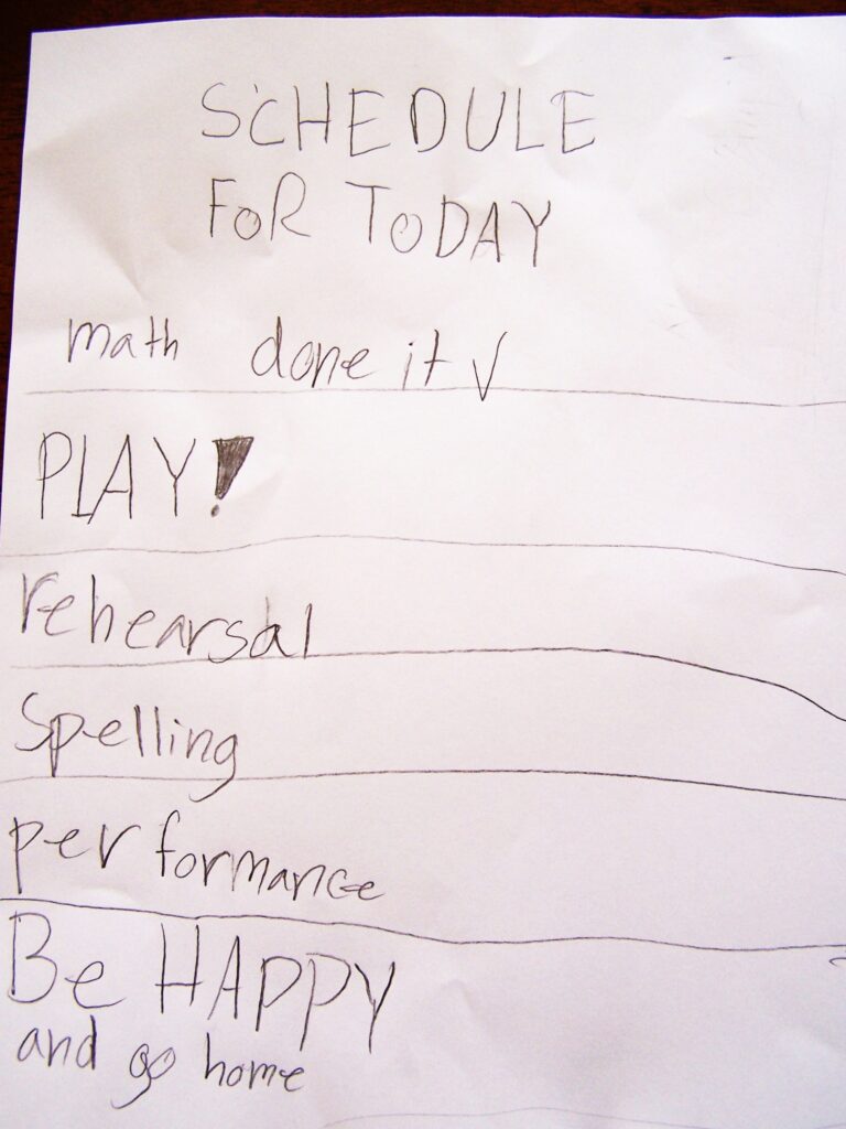 Children's to-do list